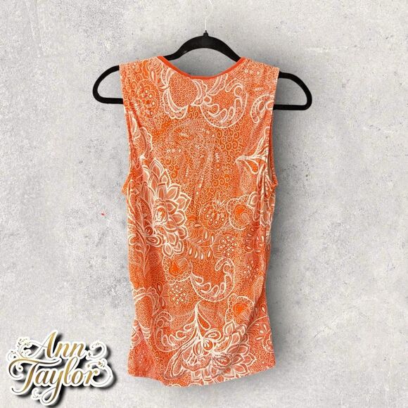 Preowned Ann Taylor Petites Sleeveless Orange V-Neck Top – Size SP - Picture 6 of 6